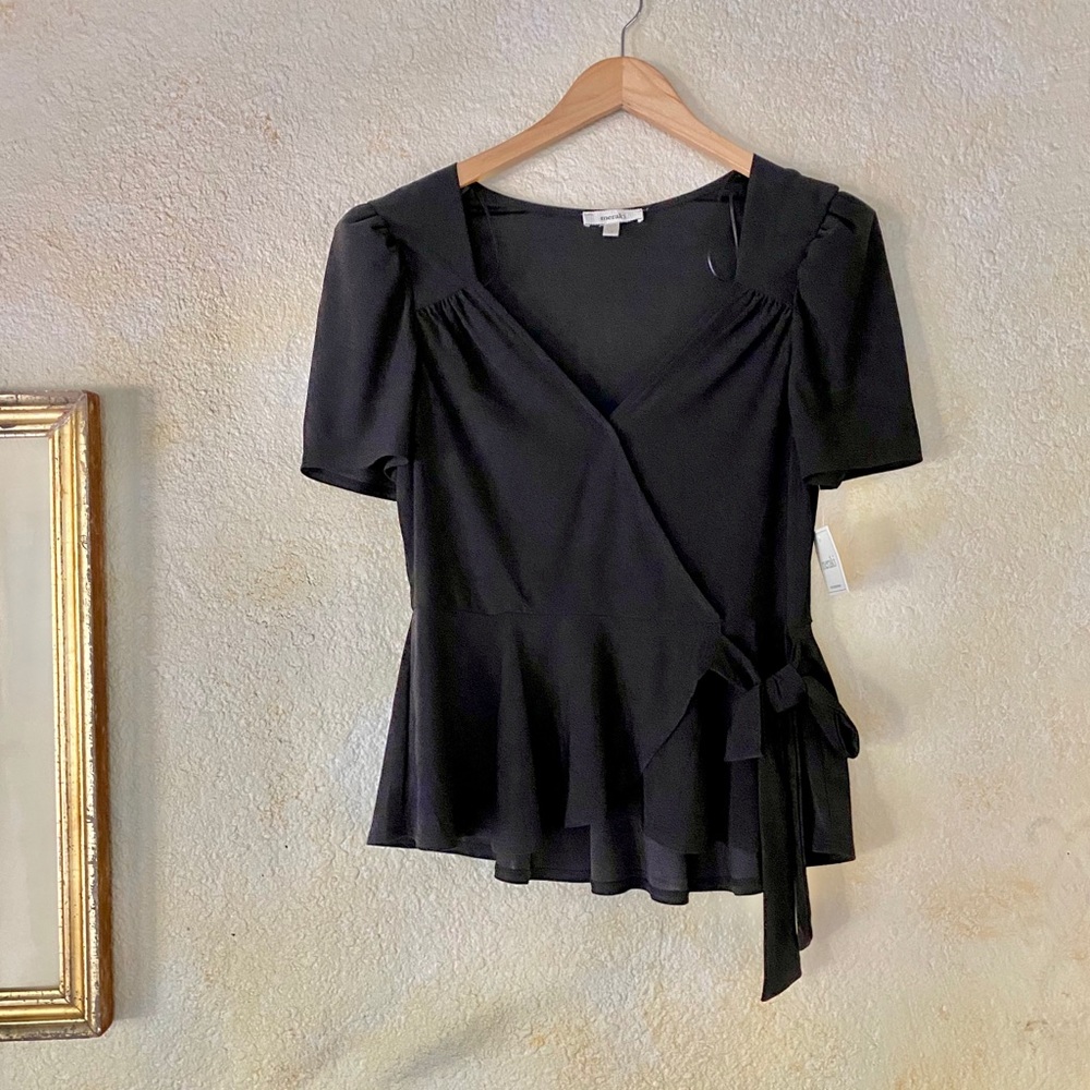**SOLD** Black Wrap Blouse size Medium